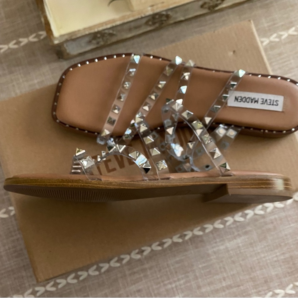 Steve Madden Clear Skylar Sandal Sz 8.5 Brand New in Box